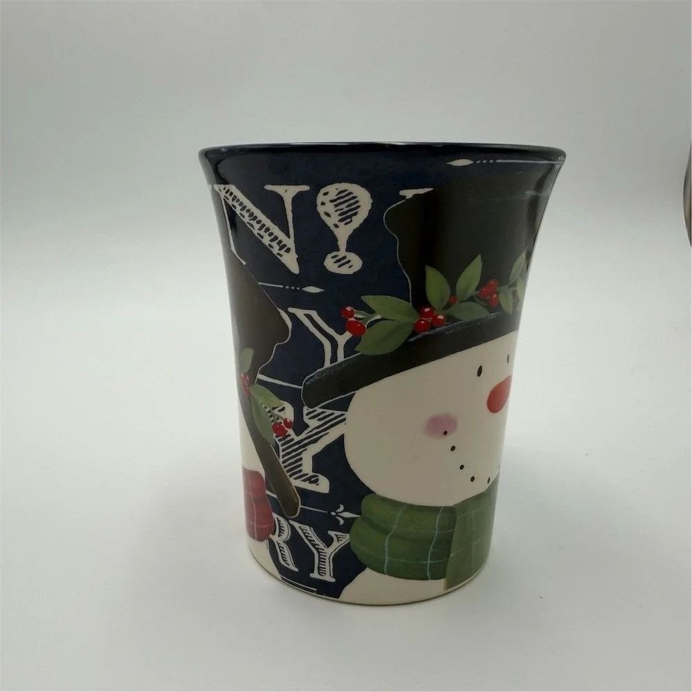 Certified International Nantucket Snowman‎ Coffee Mug Blue Christmas